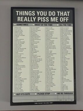 Knock Knock Black & White 'Things You Do That Really Piss Me Off' Checklist Pad